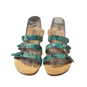 Vionic Green Snakeskin‎ Strappy Sandals size 9
